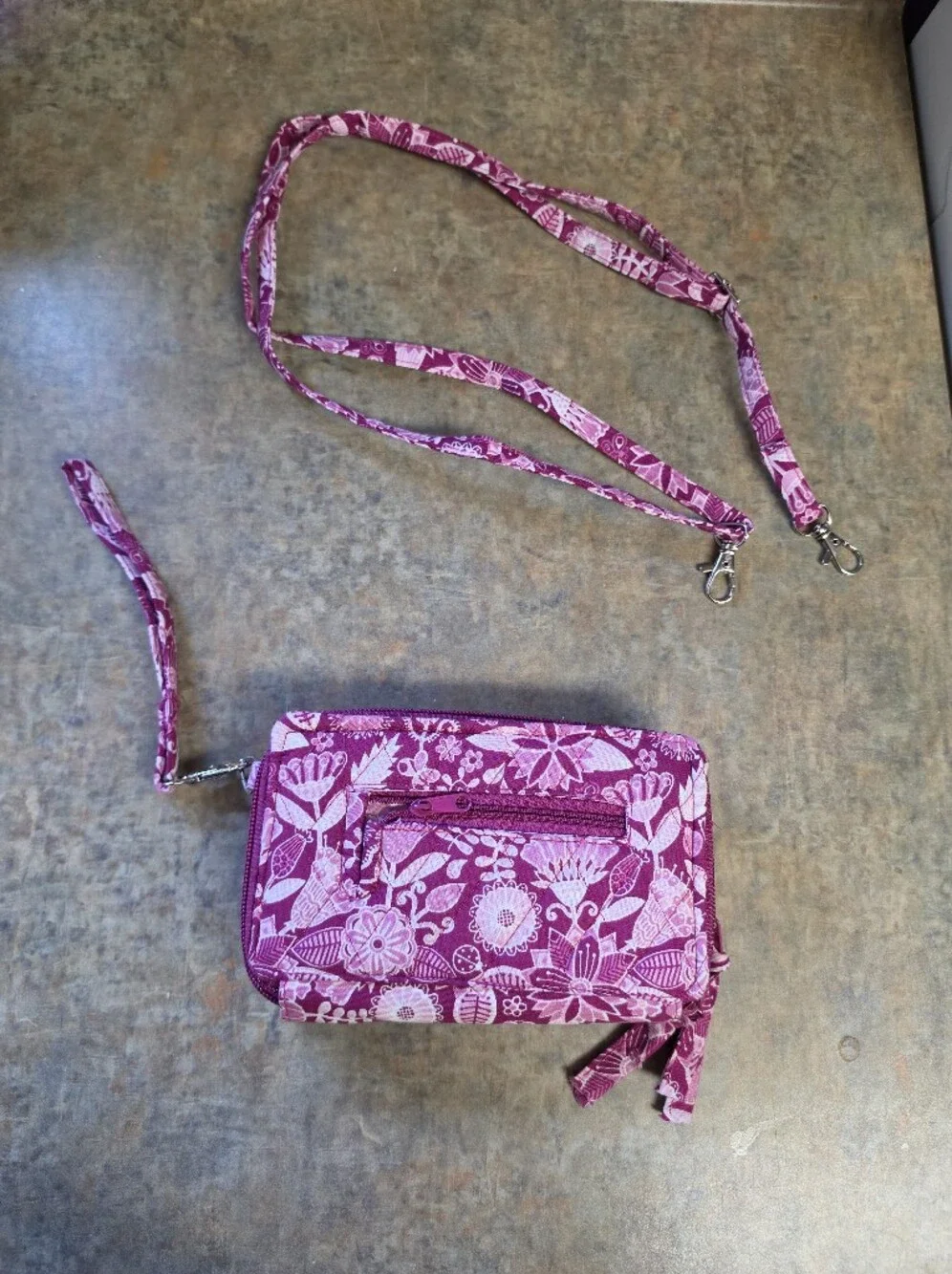 Pink Floral Crossbody Wallet Purse